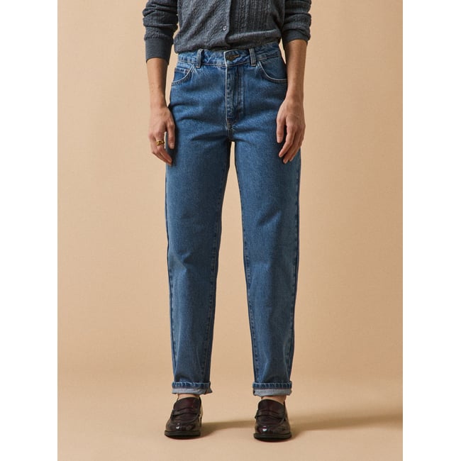 Jean mom  Claire coton biologique délavage écoresponsable denim stone <span itemprop=