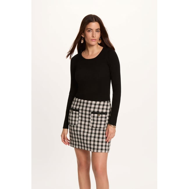 Robe courte tweed noir <span itemprop=