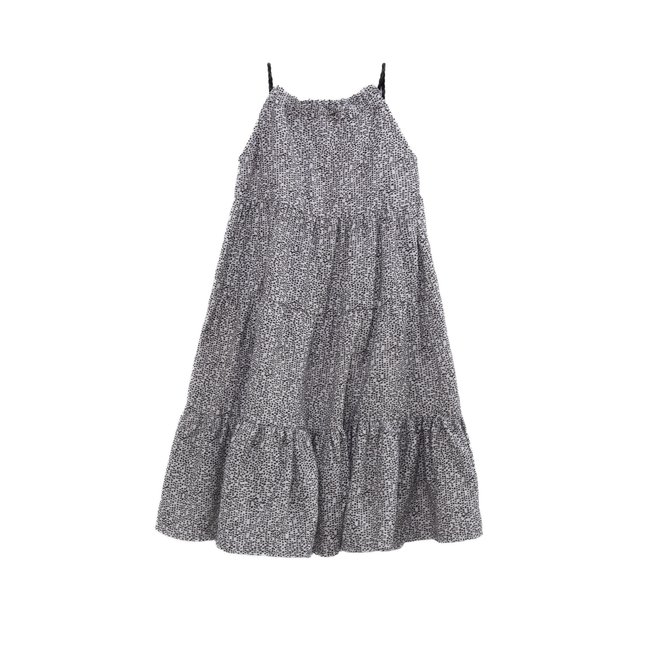 Robe longue imprimé graphique blanc <span itemprop=