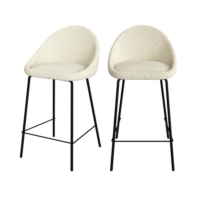 Lot de 2 chaises pour îlot central 65 cm en tissu bouclette - MISTY - RENDEZ-VOUS DÉCO