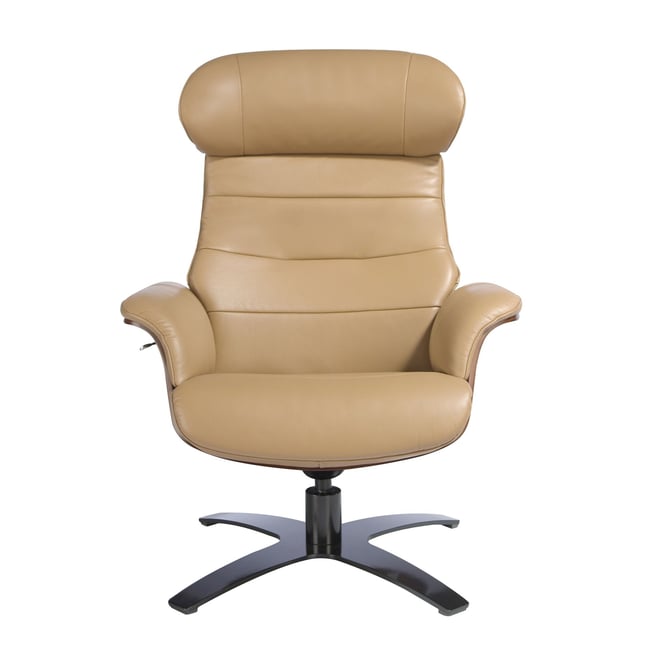 Fauteuil pivotant en cuir sable Couleur sand | anthracite gray <span itemprop=
