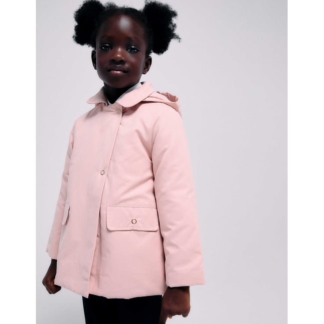 Parka rembourrée avec capuche amovible et poches rose clair <span itemprop=