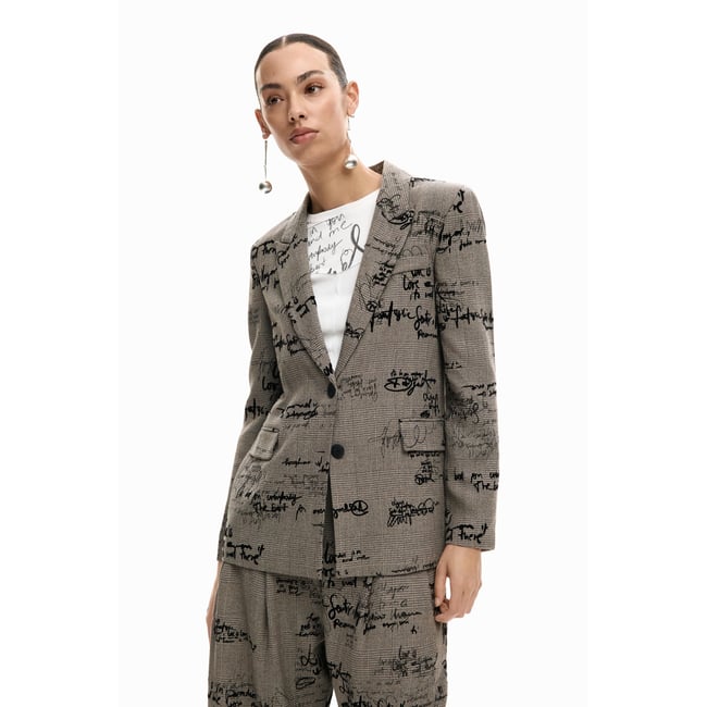 Blazer lettering carreaux gray <span itemprop=