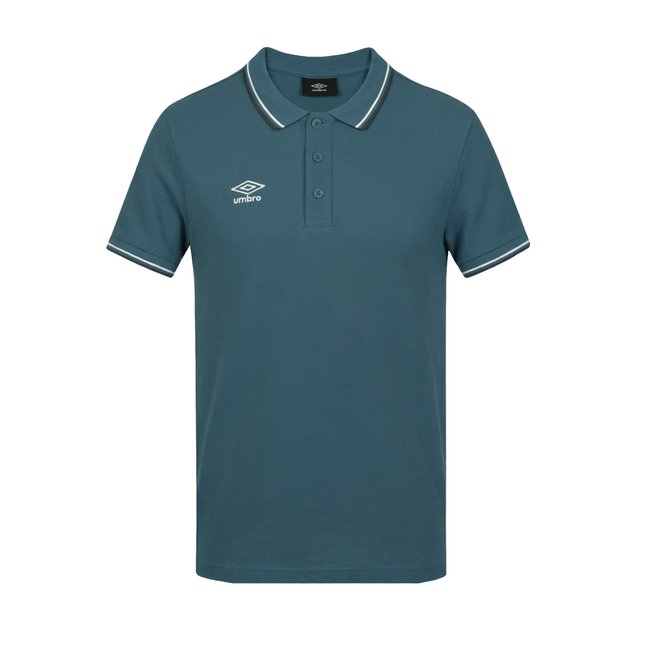 Polo piqué de coton bleu/noir/blanc <span itemprop=