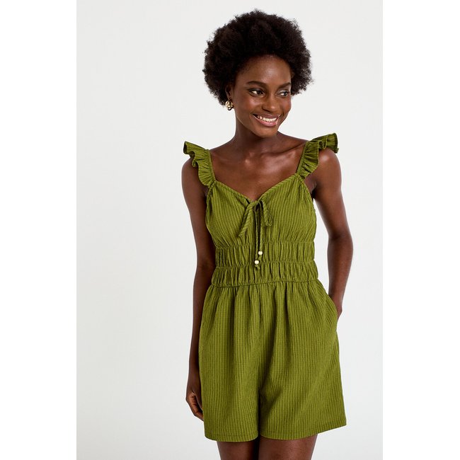Combishort coupe flare vert kaki <span itemprop=