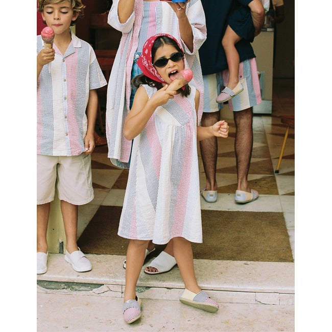 Robe sans manches en coton à rayures You&Me rouge <span itemprop=