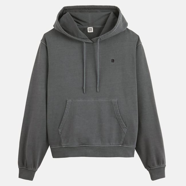 Sweat à capuche délavé gris <span itemprop=
