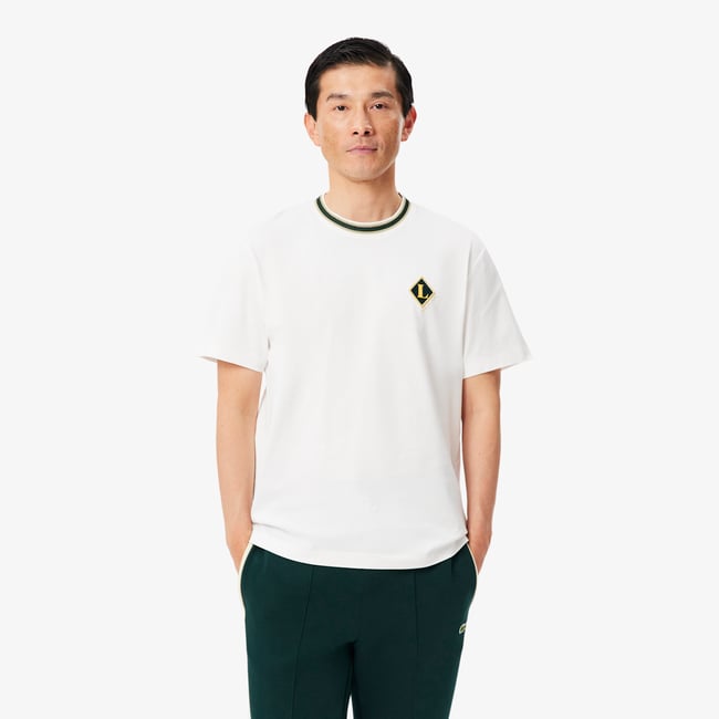 T-shirt fabriqué en France rayures badge - LACOSTE