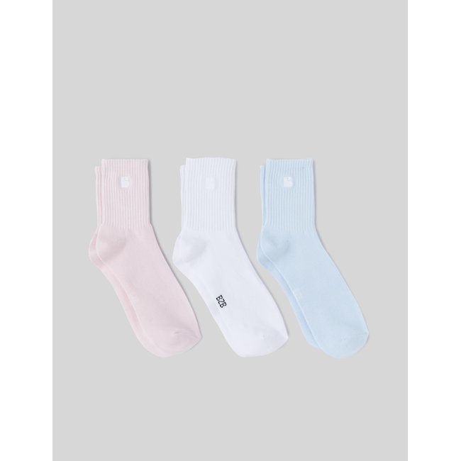 Lot de 3 paires de chaussettes unies bleu <span itemprop=