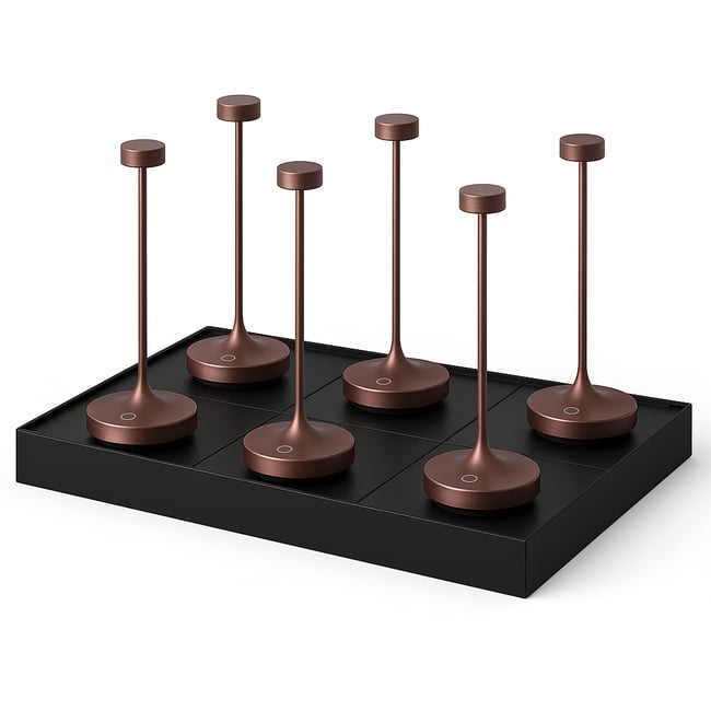 Lot de 6 Lampes de table avec socle 6x RUBY Couleur marron <span itemprop=