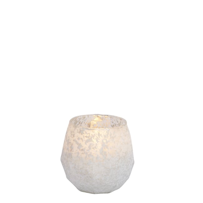 Photophore décoratif effet givré en verre H10 Couleur blanc <span itemprop=