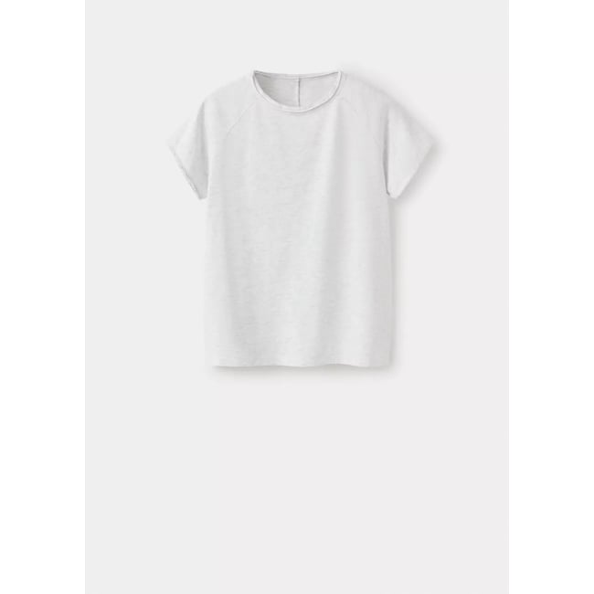 T-shirt coton détail coutures gris chiné clair <span itemprop=
