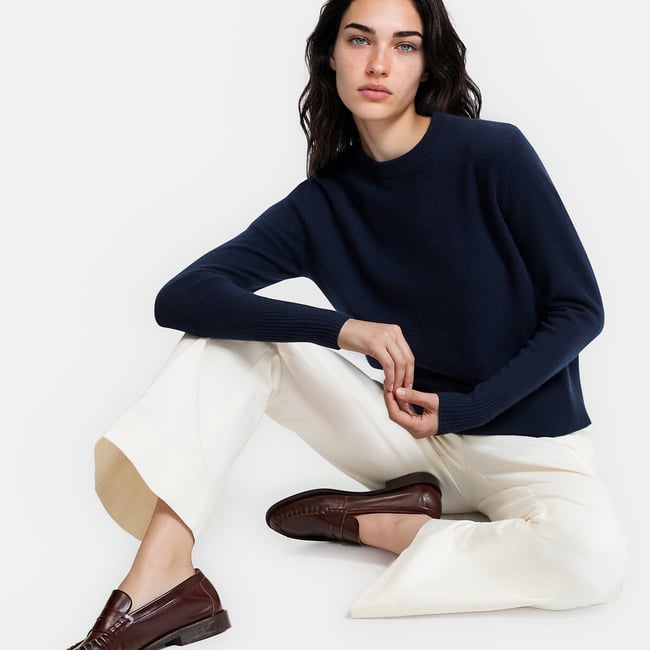 Camisola de gola redonda, em malha fina, em caxemira - LA REDOUTE COLLECTIONS