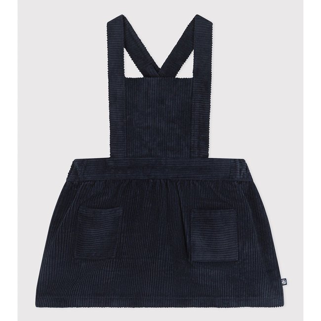 Robe sans manche en velours grosses côtes bleu marine <span itemprop=