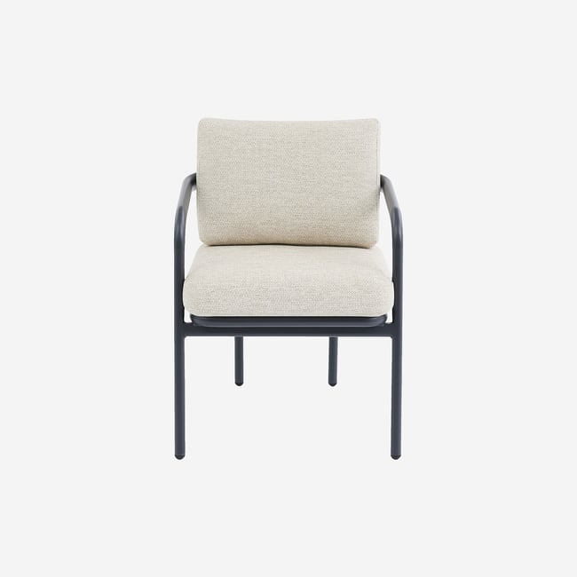 Lot de 2 chaises de jardin en tissu tissé déperlant et aluminium gris NAZARE beige <span itemprop=