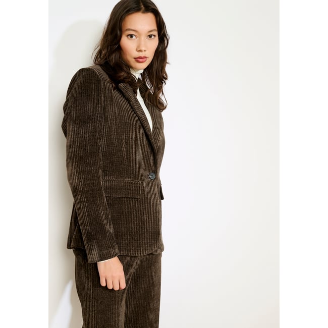 Veste en velours côtelé brun fonce chocolate <span itemprop=