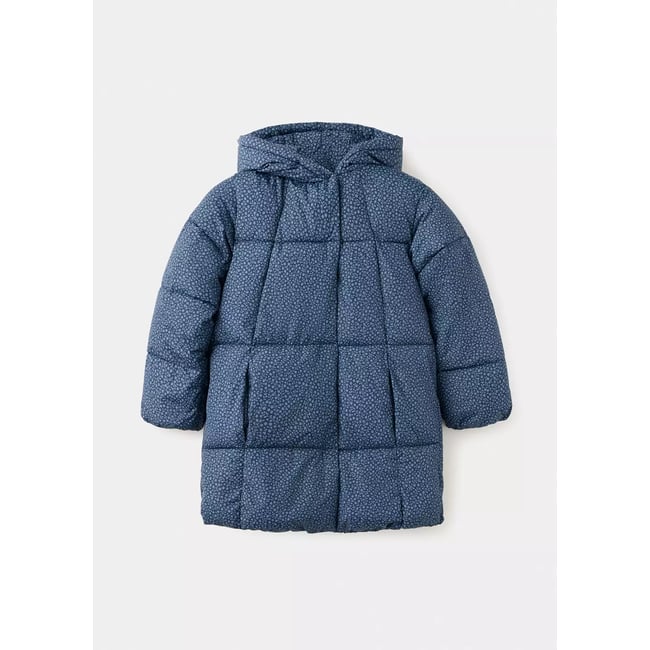 Anorak matelassé à fleurs bleu nuit <span itemprop=