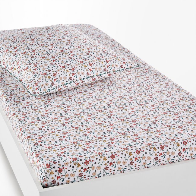 Sábana bajera de algodón Jane estampado de flores <span itemprop=