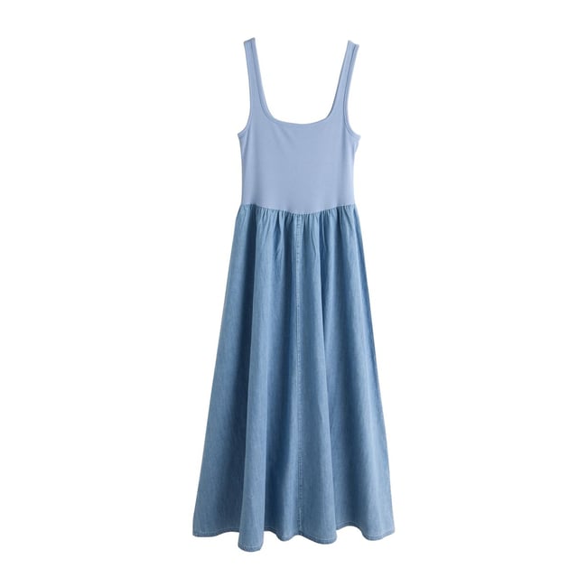 Robe longue sans manches en jersey mélangé bleach blue <span itemprop=