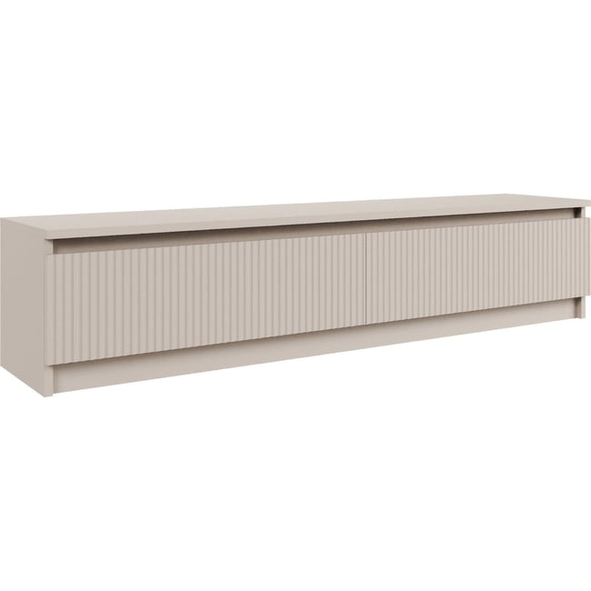 Meuble tv façade rainurée collection SANDIA Couleur cachemire <span itemprop=