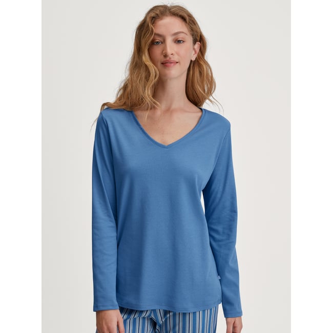 T-Shirt manches longues Coton FAVOURITES bleue <span itemprop=