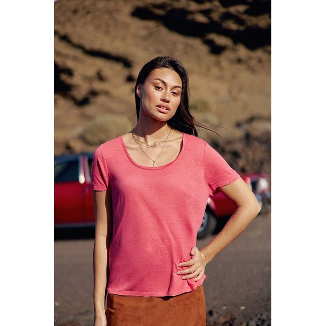 T-shirt morbida, scollo rotondo, TIA rosa LA PETITE ETOILE