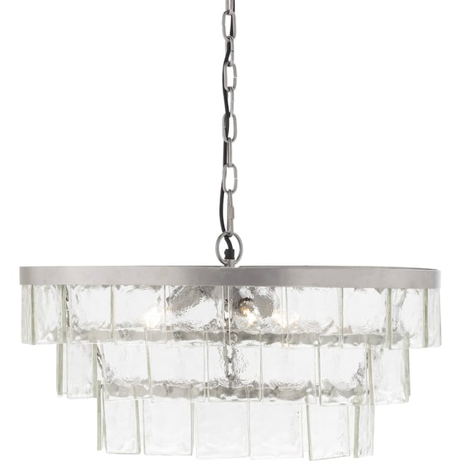 Suspension ronde en métal et verre fondu Couleur argent verre fondu transparent <span itemprop=