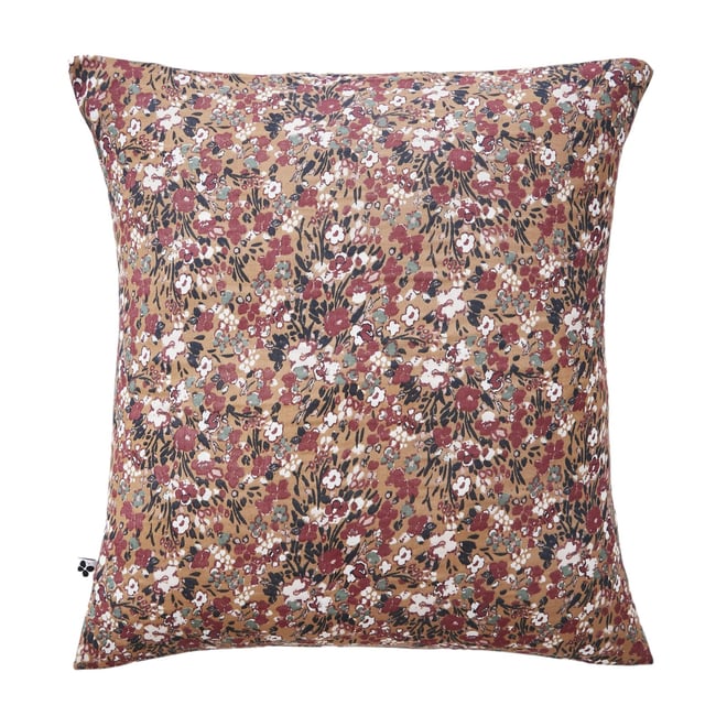 Taie d'oreiller gaze coton 60 x 60 cm Capucine camel multicolore <span itemprop=