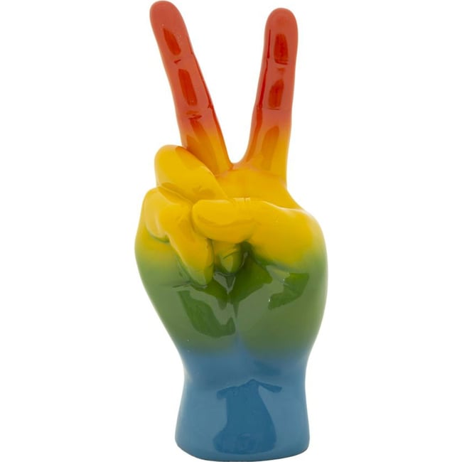 Sculpture main victoire finition brillante MODERN Couleur multicolore arc en ciel <span itemprop=