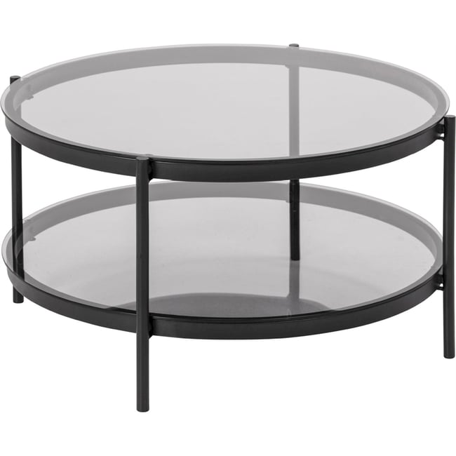 Table basse ronde AYKAL Couleur verre fumé et noir <span itemprop=