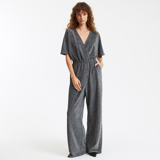 Kurzarm-Overall mit Glitzereffekt silberfarben LA REDOUTE COLLECTIONS