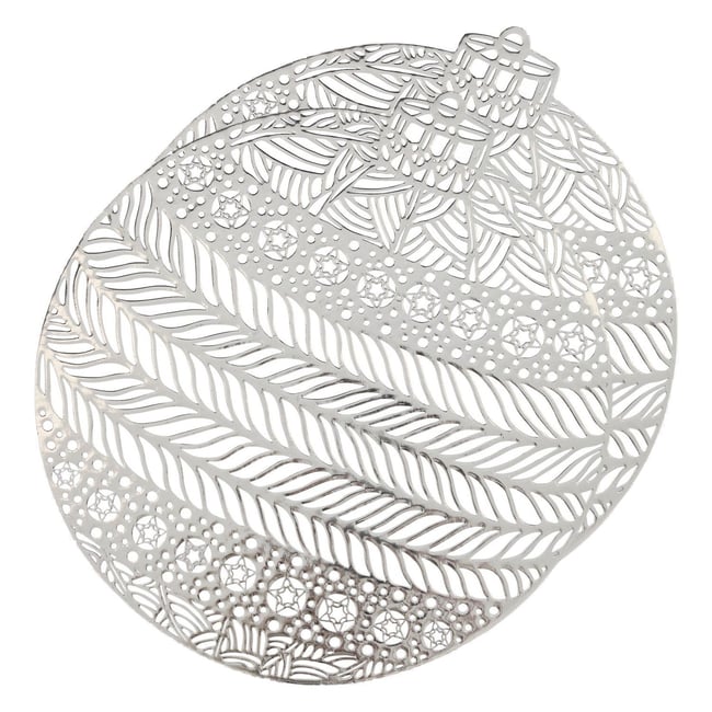 Lot de 2 sets de table boule de Noël argent <span itemprop=