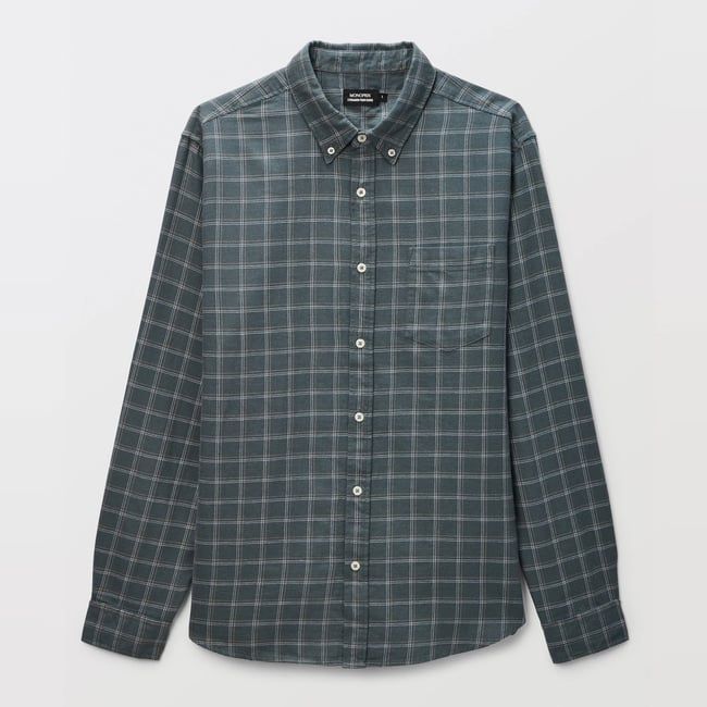 Chemise manches longues à carreaux en flanelle de coton BIO GOTS paon <span itemprop=