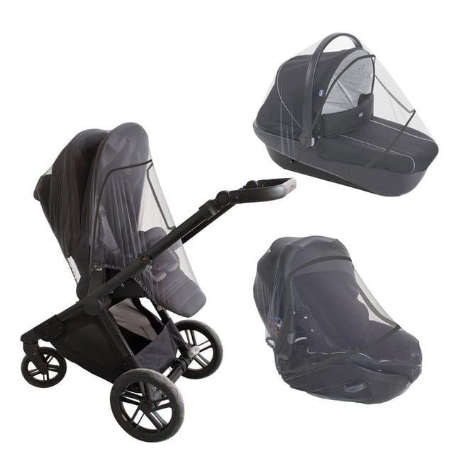 Moustiquaire de poussette 3 en 1 universelle gris clair <span itemprop=