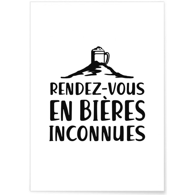 Affiche 'Rendez-vous en bières inconnues' Couleur blanc <span itemprop=