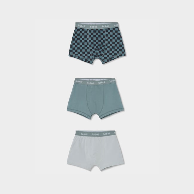 Lot 3 boxers garçon imprimé carreaux vert <span itemprop=