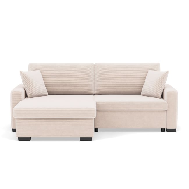 Canapé d'angle convertible velours côtelé, GISELE Couleur beige <span itemprop=