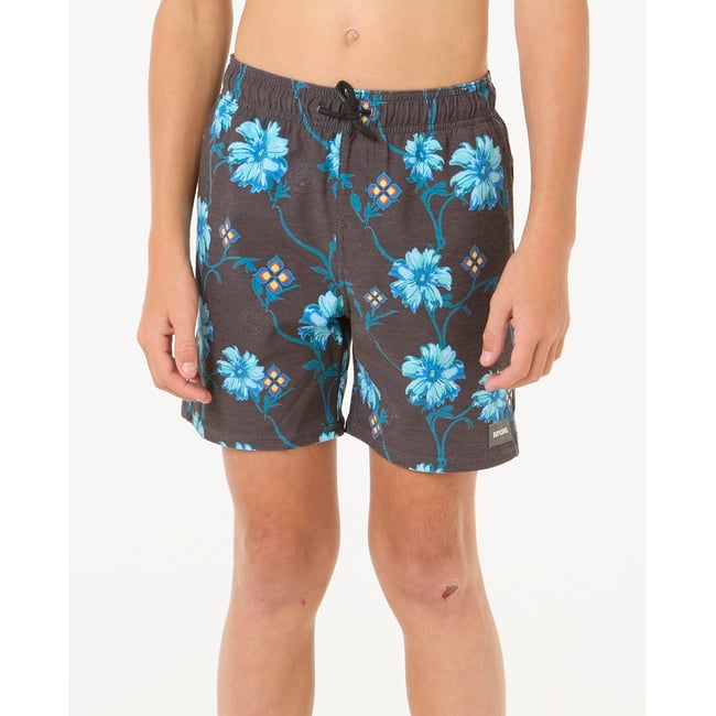 Boardshort SURF REVIVAL FLORAL VOLLEY-BOY noir <span itemprop=
