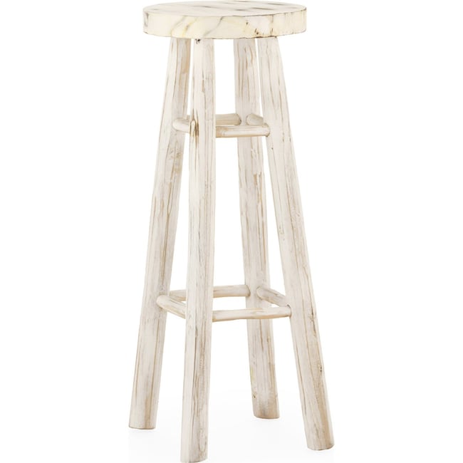 Tabouret haut en teck massif outdoor Couleur blanc lavé <span itemprop=