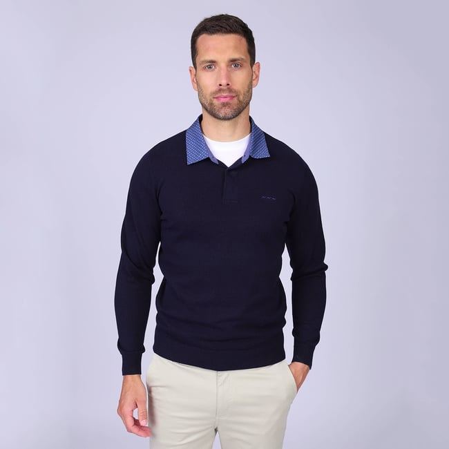 Pull Curtis bleu marine <span itemprop=