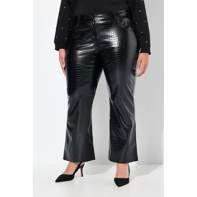 Pantalon large en similicuir Mary noir <span itemprop=