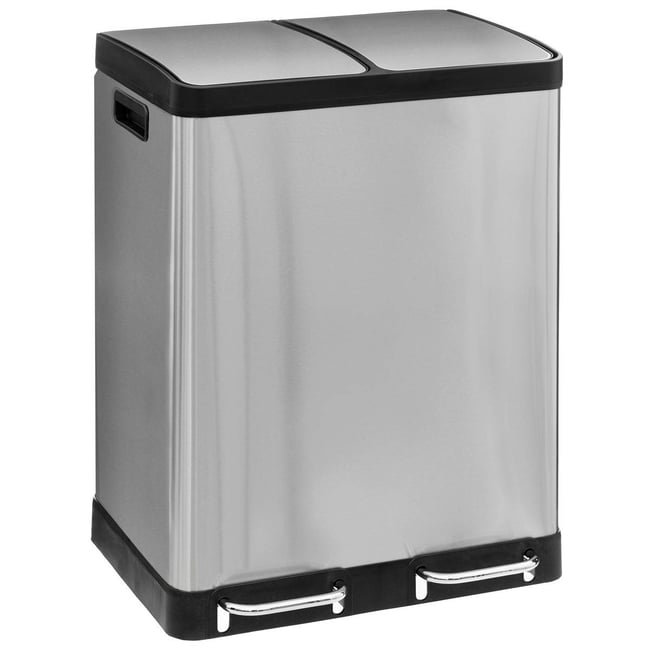 Poubelle de cuisine tri sélectif à pédales 2x30L ARIANE Couleur gris <span itemprop=