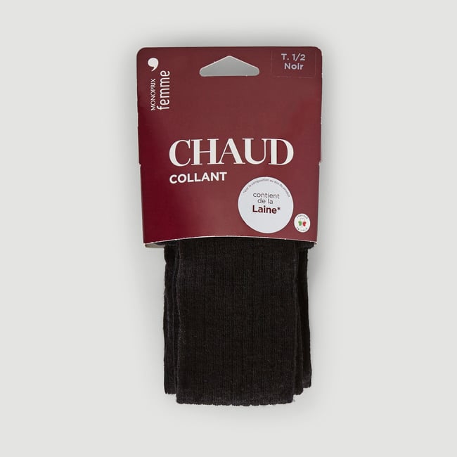 Collant en laine noir <span itemprop=