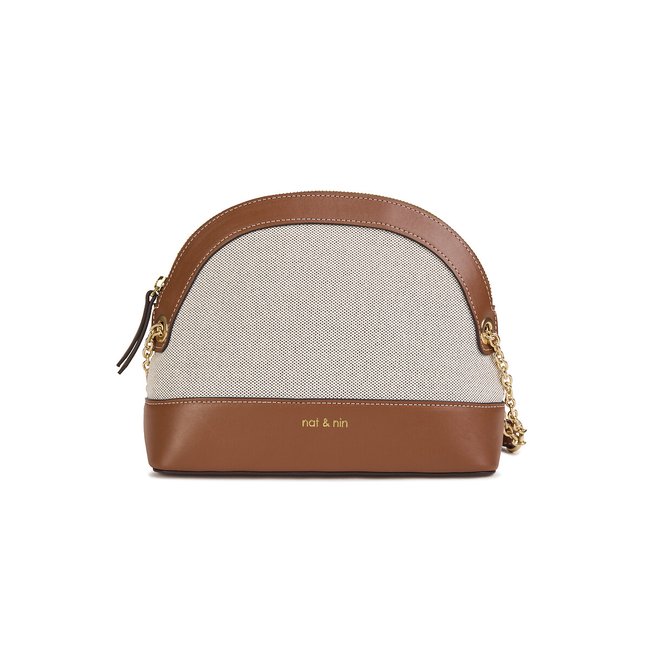 Bolso bandolera de lona y piel JULIET TOILE avellana <span itemprop=