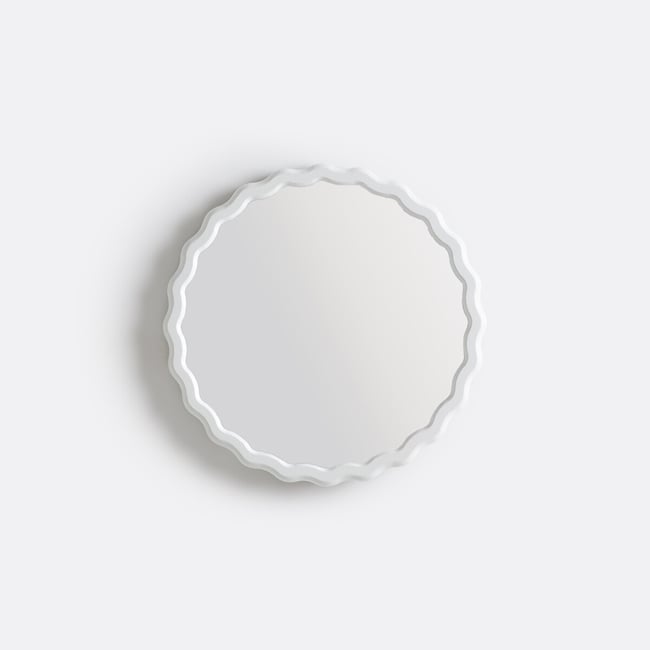 Miroir ondulé Ø35 cm, Nadima  Couleur blanc <span itemprop=