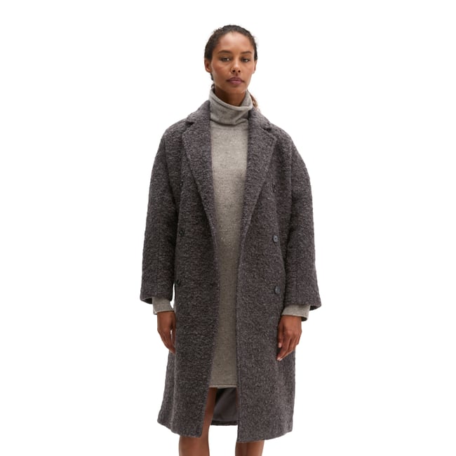 Manteau bouclé style décontracté en mélange de laine marron <span itemprop=