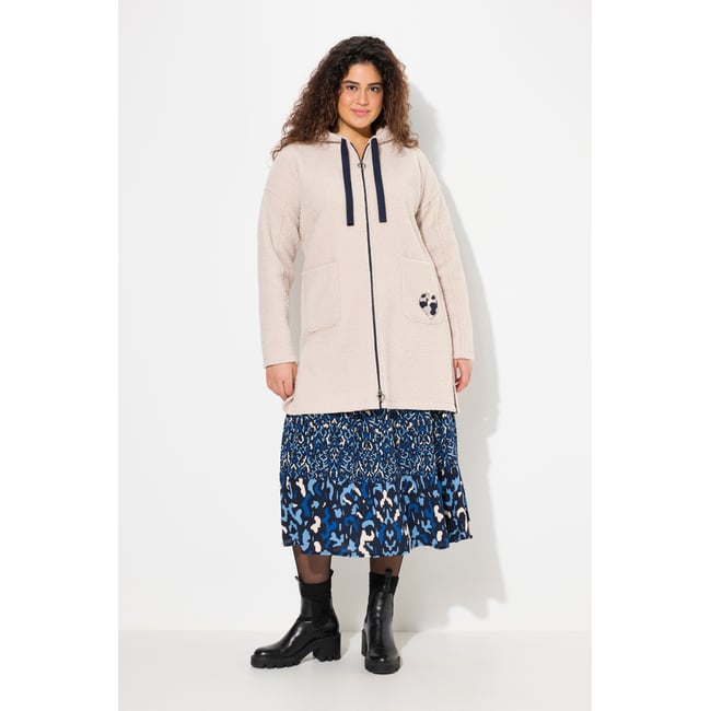 Veste longue oversize avec capuche gris galet <span itemprop=