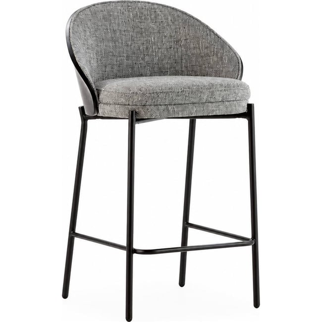 Tabouret haut en métal et frêne Couleur gris et noir <span itemprop=