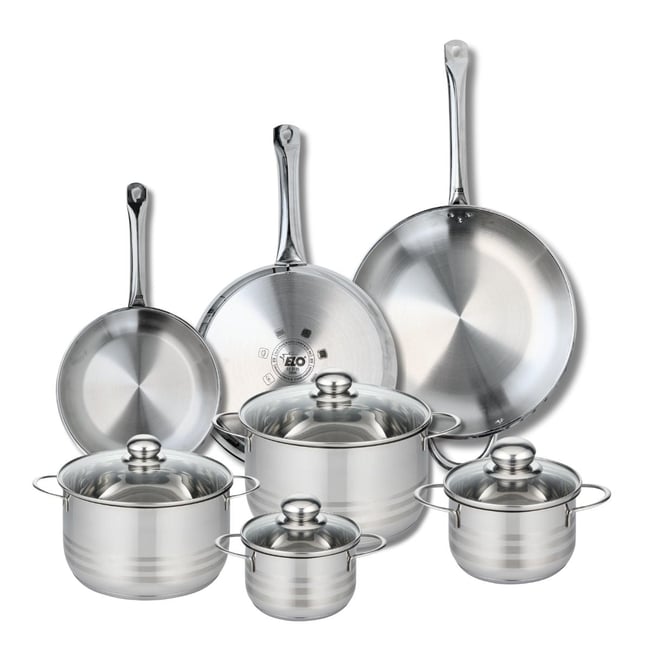 3 poêles 24/28/32cm + 4 faitouts 14/16/20/24cm PROFI BRILLANT gris <span itemprop=