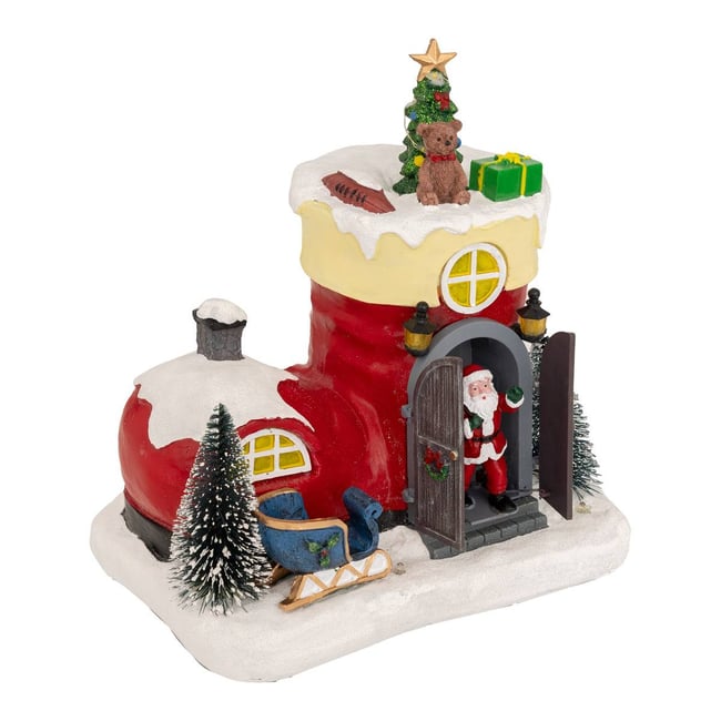 Village lumineux botte Père Noël 11 LED musical avec mouvement MORN Couleur multicolore <span itemprop=